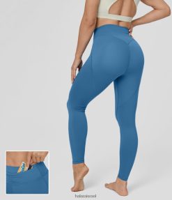 Halara נשים כיס קדמי בעל מותן גבוה אימון חותלות 7/8 להרמת ישבן XX0PF1531 בגדים פעילים כחול ולרטה