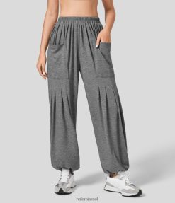 Halara נשים כיס קדמי בעל מותן גבוה משוכפל ריצה קלה נינוחה XX0PF72 הַלבָּשָׁה חוט פרחוני אפור דרל