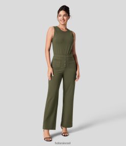 Halara נשים כפתור אחורי ללא שרוולים עם כיסים מרובים סרבל עבודה XX0PF2082 הַלבָּשָׁה ליל יער