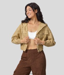 Halara נשים כפתור כיס עם שרוך עם קפוצ'ון קצוץ מכפלת ז'קט כותנה מזדמן XX0PF1950 הַלבָּשָׁה לְהִשְׁתַעֲשֵׁעַ