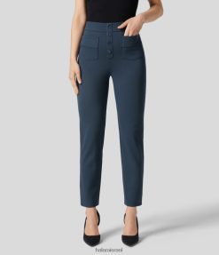 Halara נשים כפתור מותן גבוה עם כיסים מרובים מכנסי עבודה באורך הקרסול XX0PF403 בגדים פעילים חפרן גדול