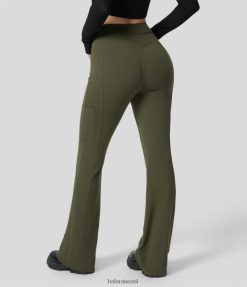 Halara נשים כפתור מותן גבוה עם כיסים מרובים מכנסי עבודה מטען מתלקחים XX0PF266 בגדים פעילים ליל יער