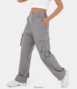 Halara נשים כפתור מותן גבוה רוכסן כיסים מרובים רגל ישרה מכנסי מטען מזדמנים XX0PF256 בגדים פעילים יונה אבלה