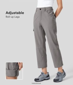 Halara נשים כפתור רצועת מותן אלסטית עלייה בינונית כיס צד מתכוונן מכנסי עבודה עם רגליים מתכווננות XX0PF407 הַלבָּשָׁה פרץ ענן