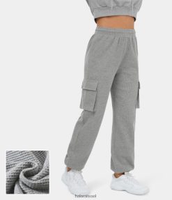 Halara נשים מותן גבוה בתוך שרוך כיסים מרובים וופל מזדמנים מטען כותנה ג'וגרים XX0PF63 הַלבָּשָׁה אפור ערפל
