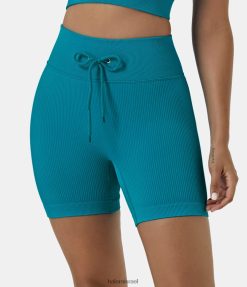 Halara נשים מכנסי אופנועים קצרים בסריג מצולעים בזרימה חלקה XX0PF1439 בגדים פעילים ירוק כחלחל