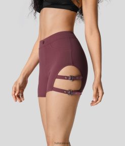 Halara נשים מכנסי אופנועים קצרים עם אבזם מתכוונן בגזרה גבוהה 3 אינץ' XX0PF1427 בגדים פעילים מהגוני אדום