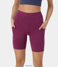 Halara נשים מכנסי אופנוען יוגה בכיס צד גבוה 7 אינץ' XX0PF1444 בגדים פעילים ערמון אדום אפור