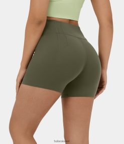 Halara נשים מכנסי אופנוען יוגה רגילים עם מותניים קטיפה softlyzero 5 אינץ' XX0PF1435 בגדים פעילים דשא אפור ירוק