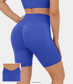 Halara נשים מכנסי אופנוענים יוגה מוצלבים בעלי מותניים גבוהים בזרימה חלקה XX0PF1303 בגדים פעילים כחול לוטוס