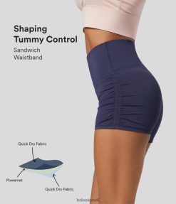 Halara נשים מכנסי אופנוענים לריצה קצרים 2.5 אינץ' משולב בקרת בטן גבוהה מותן XX0PF1414 בגדים פעילים סגול שחר