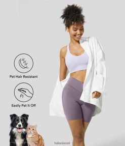 Halara נשים מכנסי אופנוענים עמידים לשיער חיות מחמד פטיטוף 7 אינץ' XX0PF1283 בגדים פעילים היביסקוס סגול