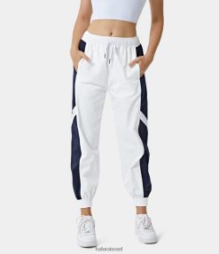 Halara נשים מכנסי בלוק צבעוני עם שרוך צדדי עם שרוך בינוני XX0PF269 הַלבָּשָׁה לבן