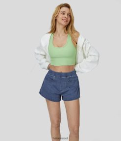 Halara נשים מכנסי ג'ינס קז'ואל קז'ואל קסום עם כיס צד גבוה עם מותניים משופשפים XX0PF1357 הַלבָּשָׁה ג'ינס מכובס אגם כחול