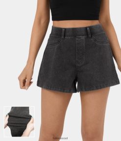 Halara נשים מכנסי ג'ינס קצרים קז'ואל 2.5 אינץ' עם כיס צד אחורי מותן גבוה קסום XX0PF1321 הַלבָּשָׁה ג'ינס אפור כהה