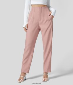 Halara נשים מכנסי חליפת עבודה מחודדים בכיס צד במותן גבוה XX0PF409 הַלבָּשָׁה עור אפרסק