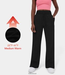 Halara נשים מכנסי טרנינג מכותנה עם שרוך גבוה בגזרה גבוהה XX0PF197 הַלבָּשָׁה שָׁחוֹר