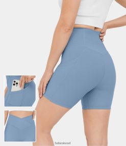 Halara נשים מכנסי יוגה אופנועים קצרים עם מותניים מוצלבים בגזרה גבוהה XX0PF1302 בגדים פעילים מְקוֹרִי