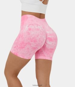 Halara נשים מכנסי יוגה אופנוען קצרים 5 אינץ' עם זרימה חלקה עם מותן גבוה XX0PF1421 בגדים פעילים פריחת צבע עניבה