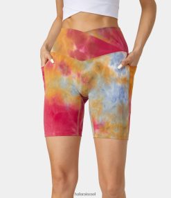 Halara נשים מכנסי יוגה קצרים עם כיס צד מוצלב צבע עניבה 7 אינץ' XX0PF1301 בגדים פעילים מְקוֹרִי