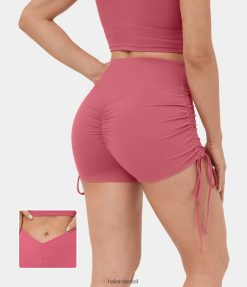 Halara נשים מכנסי יוגה קצרים עם שרוך צד עם שרוך 2.5 אינץ' בקטיפה softlyzero. XX0PF1277 בגדים פעילים ביגוניה רוז'