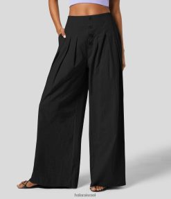 Halara נשים מכנסי כותנה מזדמנים בכיס צד בכיס מותן גבוה XX0PF140 הַלבָּשָׁה שָׁחוֹר