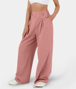 Halara נשים מכנסי כותנה מזדמנים עם כיס צד משולב עם מותניים גבוהים רגל רחבה זורמת פלצו מוצק XX0PF114 הַלבָּשָׁה שׁוֹשָׁן