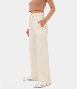 Halara נשים מכנסי כותנה מזדמנים עם שרוך מותן גבוה בכיס צד עם רוכסן XX0PF470 הַלבָּשָׁה קרח וניל