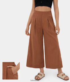 Halara נשים מכנסי כותנה מפוצלים בגזרה גבוהה XX0PF134 הַלבָּשָׁה אדום חלודה