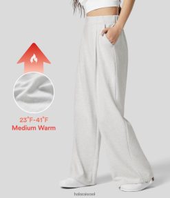 Halara נשים מכנסי כותנה קז'ואל מזדמנים בכיס צד משוכפך עם מותן גבוה XX0PF121 הַלבָּשָׁה תה לבן פרח אפור