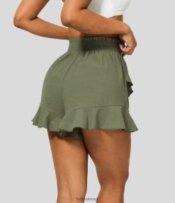 Halara נשים מכנסי כותנה קז'ואל מזדמנים עם מותניים גבוהים XX0PF1263 הַלבָּשָׁה לודן ירוק