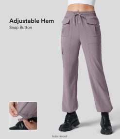 Halara נשים מכנסי מטען לטיולים רגליים מתכוונן בכיס עם שרוך עם שרוך בינוני XX0PF268 בגדים פעילים יונה סגולה