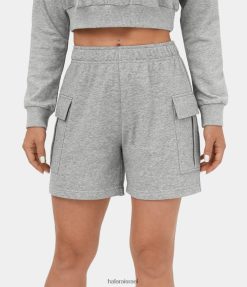 Halara נשים מכנסי מטען מכותנה מזדמנים בכיס צד עם מותן גבוה 5 אינץ' XX0PF278 בגדים פעילים אפור ערפל