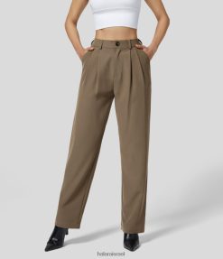 Halara נשים מכנסי עבודה בכיס צד משוכפל עם כפתור מותן גבוה XX0PF404 הַלבָּשָׁה גוון ספיה