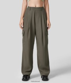 Halara נשים מכנסי עבודה עם כיסים מרובים בגובה בינוני XX0PF411 הַלבָּשָׁה אפור אבן