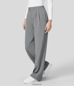 Halara נשים מכנסי עבודה עם כפתור מותן גבוה עם רוכסן כיס צד ישר XX0PF443 הַלבָּשָׁה מְקוֹרִי