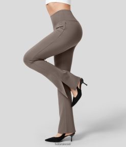 Halara נשים מכנסי עבודה עם רוכסן צד בעלות גובה בינונית מפוצלת מכפלת קלה XX0PF303 הַלבָּשָׁה בַּרזֶל