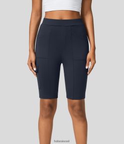 Halara נשים מכנסי עבודה קצרי אופנוענים עם מותניים גבוהים 8 אינץ' XX0PF1422 בגדים פעילים כחול חצות