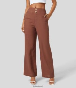 Halara נשים מכנסי פשתן מזדמנים בכיס צד בכיס מותן גבוה XX0PF465 הַלבָּשָׁה שָׁחוֹר