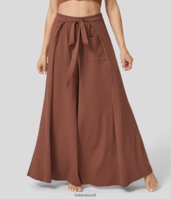 Halara נשים מכנסי קז'ואל מזדמנים עם מותן גבוה כיס צד קדמי עם רגליים רחבות XX0PF188 בגדים פעילים סירופ מייפל