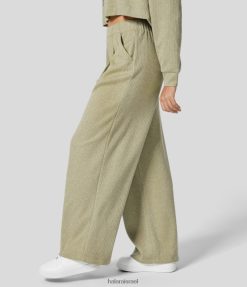 Halara נשים מכנסי קז'ואל מצולעים עם מותניים גבוהים עם כיס צד רחב XX0PF141 הַלבָּשָׁה אפור ירוק