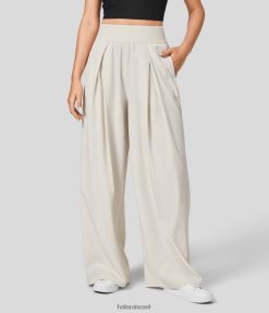 Halara נשים מכנסי קז'ואל עם כיס צד בגובה בינוני XX0PF158 הַלבָּשָׁה אפור אדים