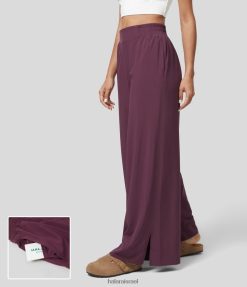 Halara נשים מכנסי קז'ואל עם כיס צד בגובה מותן רוחב רוחב רגליים מפוצלות זורמים במהירות יבשה XX0PF155 בגדים פעילים יַרבּוּז