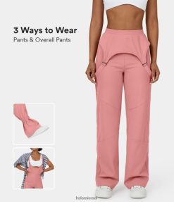 Halara נשים מכנסי קז'ואל עם מותניים גבוהים, נשלף ומתכוונן עם רצועה אחורית עם רגליים ישרות XX0PF471 הַלבָּשָׁה ורוד סוכריות
