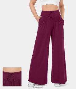 Halara נשים מכנסי קז'ואל עם שרוך גבוה בגזרה גבוהה XX0PF198 בגדים פעילים סגול אדום