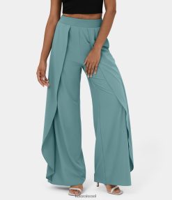 Halara נשים מכנסי קז'ואל קז'ואל עם מותניים גבוהים ומפרגנים עם רגליים רחבות XX0PF201 בגדים פעילים כחול מינרלי