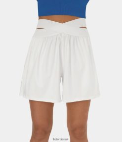 Halara נשים מכנסי קז'ואל קצרים עם גזרה גבוהה בגזרה צדדית בגודל 5 אינץ' XX0PF1291 בגדים פעילים לבן