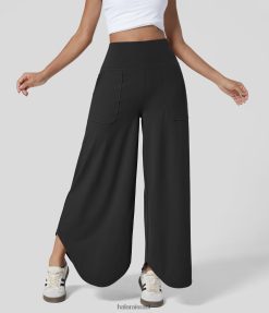 Halara נשים מכנסי ריקוד מרובים עם מותניים גבוהים עם מכפלת מעוקלת XX0PF192 בגדים פעילים שָׁחוֹר