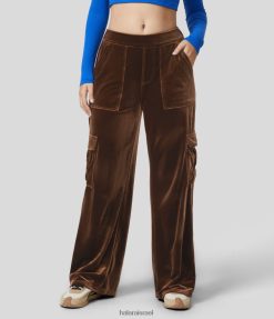 Halara נשים מכנסיים מזדמנים מקטיפה עם כיסים מרובים XX0PF237 הַלבָּשָׁה פטינה חומה