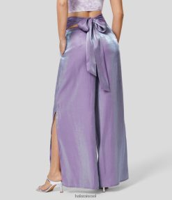 Halara נשים מכנסיים מזדמנים עם רוכסן בלתי נראה עם מותן גבוה גב גב כיס צד מפוצל ברק רחב XX0PF152 הַלבָּשָׁה רַפּסוֹדִיָה